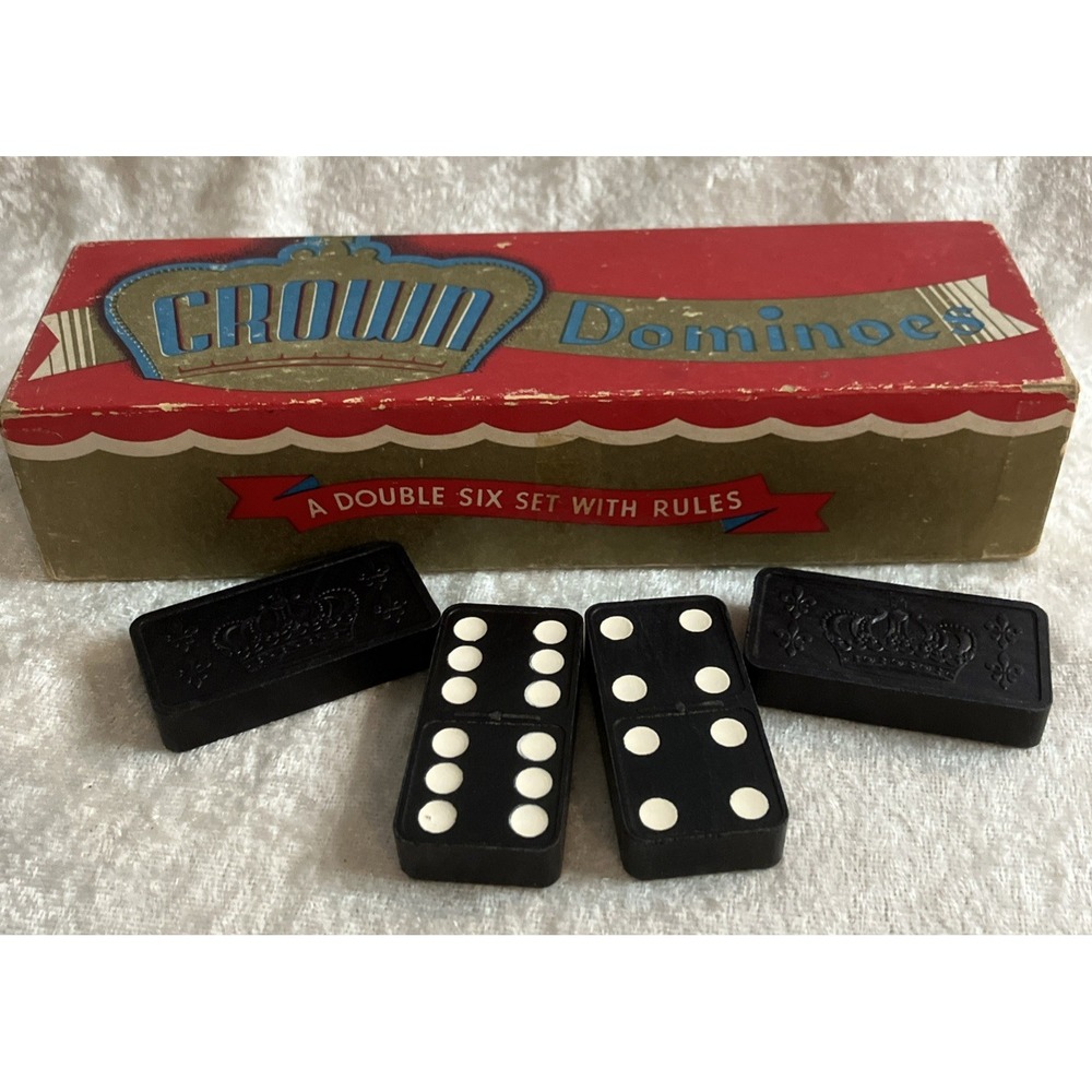 Vintage Halsam Crown Dominoes Double Six Set No 220 Original Retro Box